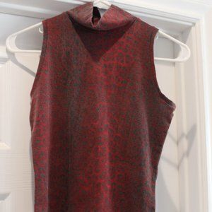 Red leopard print 60s-70s sleeveless top